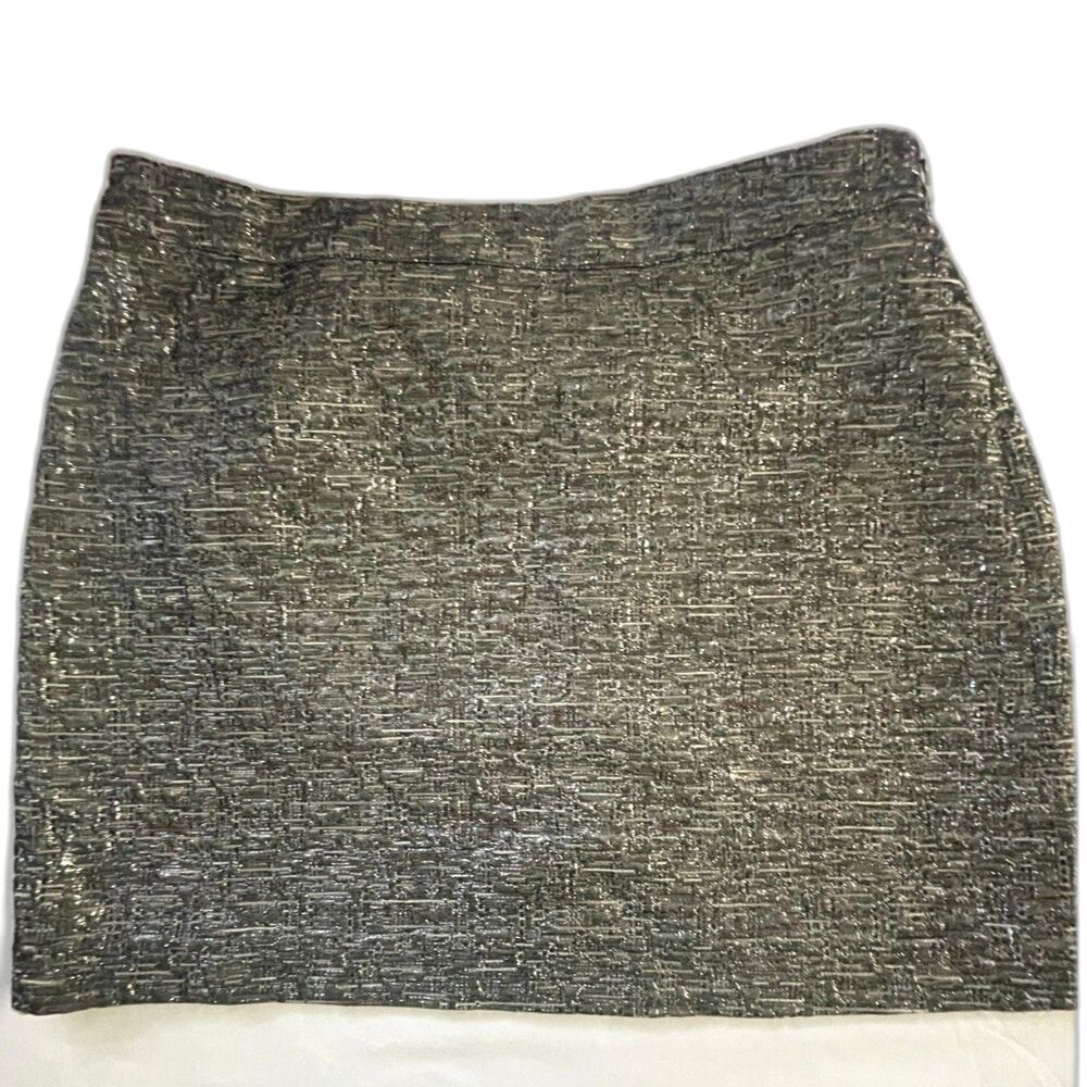Banana Republic Womens Skirt 12 Silver Mini Lined Zip Sexy Shimmer Party Pencil